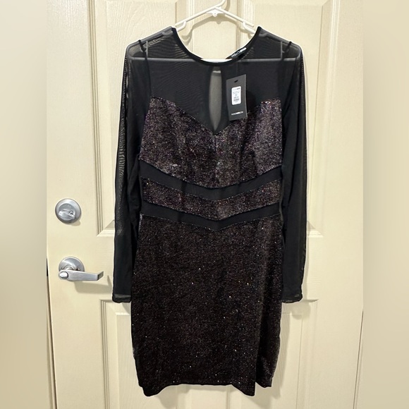 NWT Fashion Novs Meet Me After Dark Velvet Mini Dress Size 1X - Picture 2 of 5